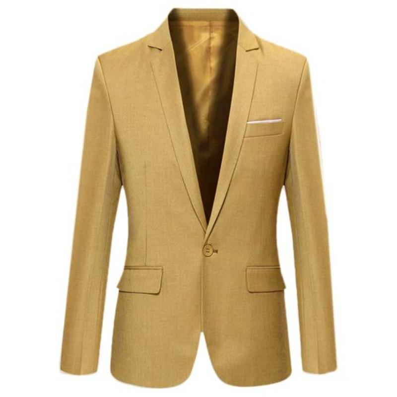 Moda Uomo Tinta Unita Manica Lunga Revers Slim Fit Blazer Abito Cappotto Soprabito