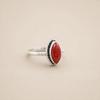 Red Coral Marquise Ring 6x12mm, 925 Sterling Silver Statement Ring, Handmade Coral Gemstone Jewelry