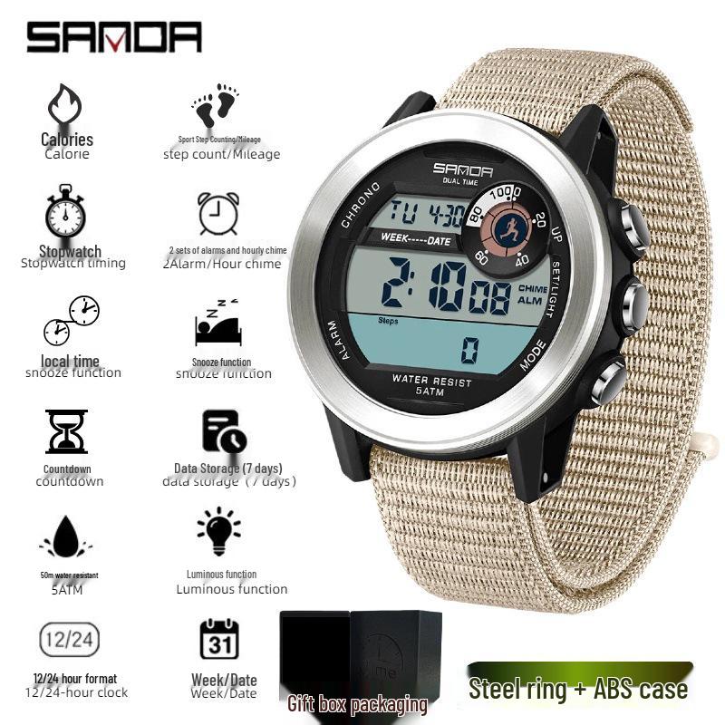 

Sanda Waterproof Unisex Sports Watch with Pedometer, 2 Alarms, and Calorie Tracker
