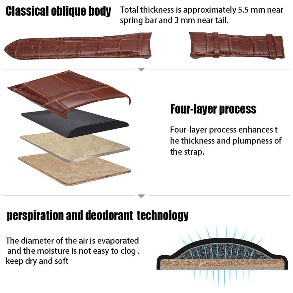 Curved End Brown Leather Watch Straps Leather Max Wrist 8in Genuine Leather Watchband Watch Band Strap Wrist Bracelet Use