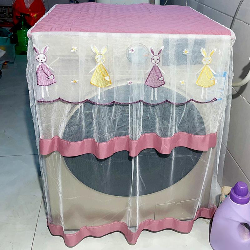 1PC Polyester Universal Dust Cover Embroidery Washing Machine Cover Home Supplies Drum Type Washing Machine Transparent