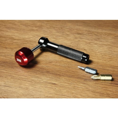 711L Lollipop Bit Driver (Aluminum, Black, Red) - Pocket Screwdriver with Retractable Lever for Increased Torque