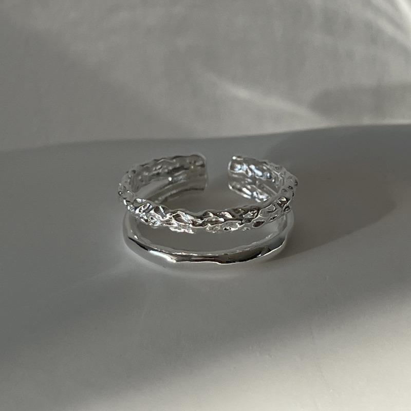 Anello Semplice Retrò Industria Pesante Argento Sterling 925 da Donna Senso di Alta Gamma Lusso Leggero Coreano Ins Vento Freddo Design di Nicchia Gioielleria
