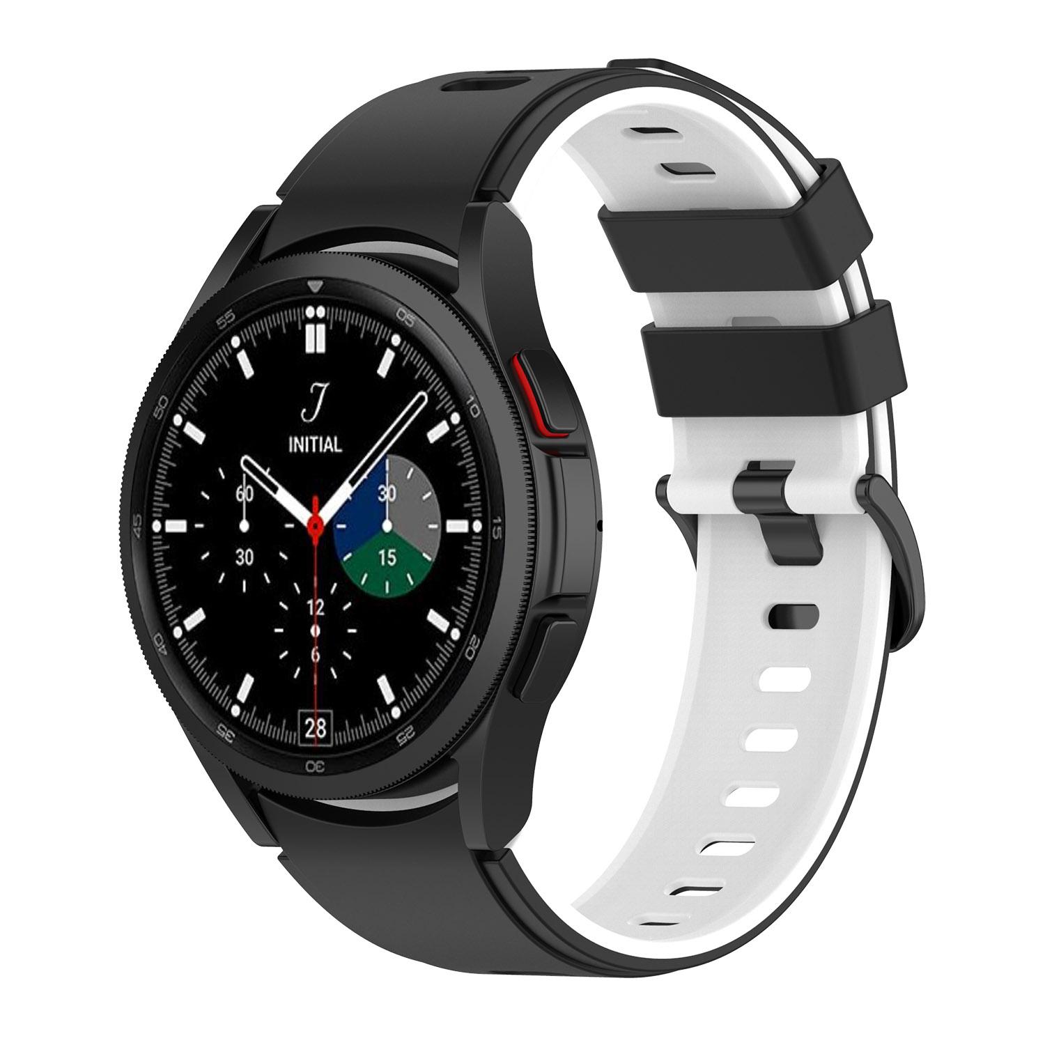 

No Gaps Silicone Strap For Samsung Galaxy watch 4 6 Classic 46mm 42mm 5 Pro bracelet band Galaxy Watch 7/6/5/4 44mm 40mm Correa Watch 7 6 40mm 44mm чорний білий колір
