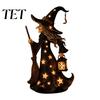 Spooky Home Holiday Decoration Halloween Witch Figurine with Star Light, Resin Tabletop Nightlight Lantern, Handcrafted Table Centerpiece Wizard