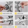 1PC Manual Meat Grinder Silver Aluminum Alloy Powerful Home SausageVegetable Chopper Pepper Kitchen Appliances