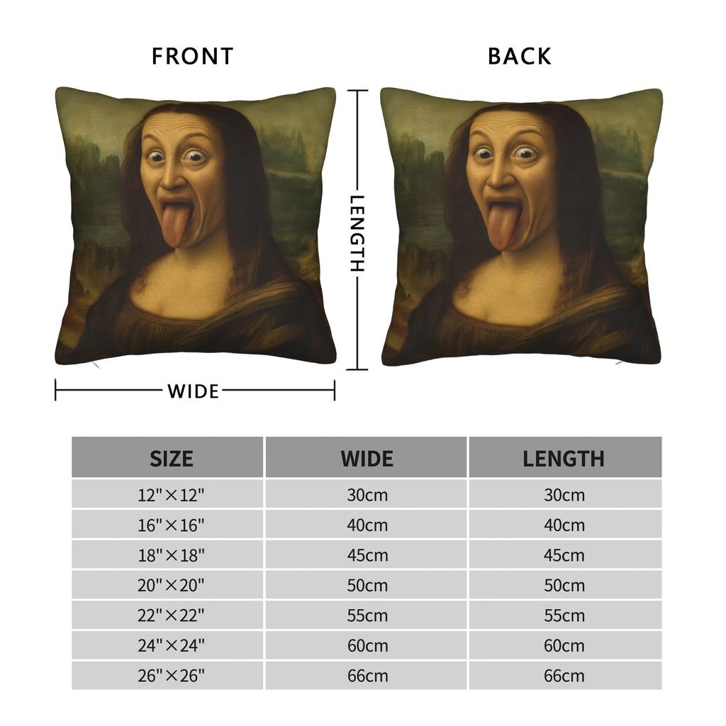 Funny Tongue Out Mona Lisa Pillow Case Morden Pillow Cover Square Pillowcases For Living Room Bed Chair