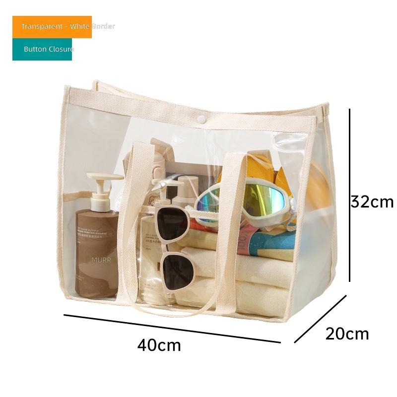 Große durchsichtige Strandtasche Wasserdichte PVC Schwimmtasche für Sommer Outdoor Reisen Kosmetik Toilettenartikel Aufbewahrung