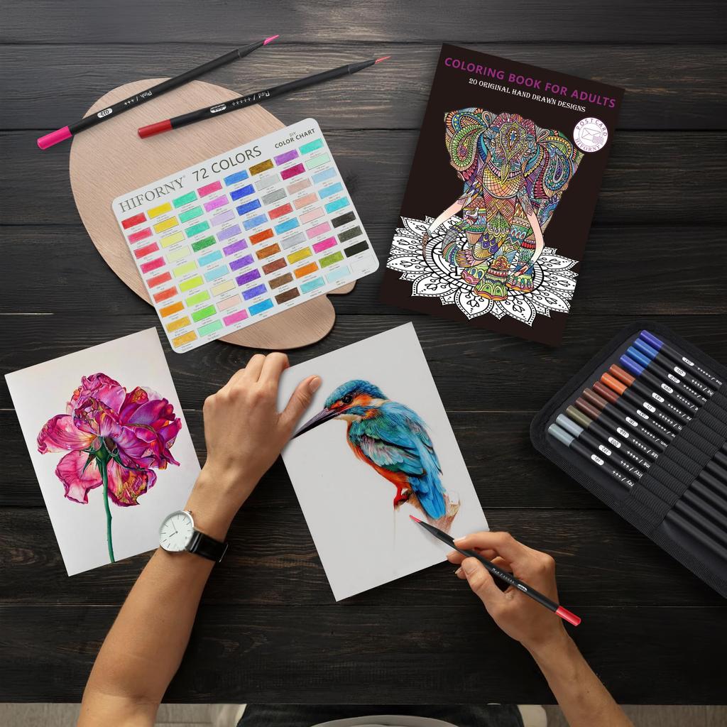 HIFORNY 78 Premium Black Edition Colored Pencil Set for Adults Includes 72 Colored Pencils and Extras Artist Soft Core Art Supplies for -
