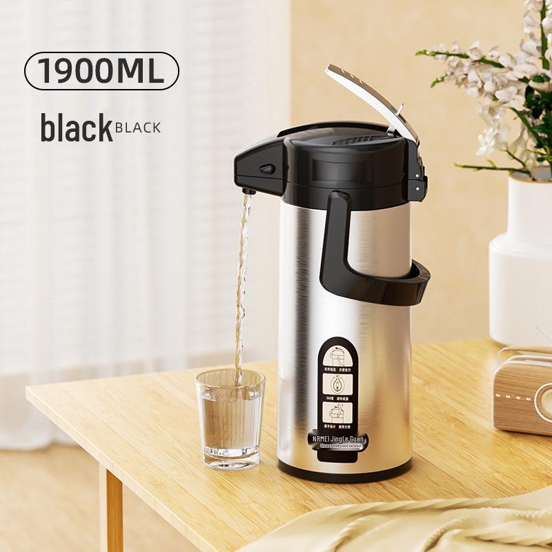 

German Insulated Pressure Kettle: Large Capacity Thermos Flask for Kitchen & Living Room Classic Black