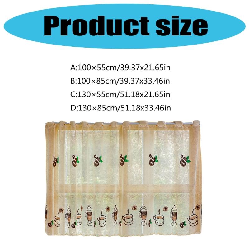 Short Curtain Polyester Cafe Curtain Window Covering Privacy Sun Protection For Kitchen Coffee Shop Easy Installation