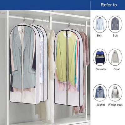 1/5 pezzi borsa per indumenti antipolvere impermeabile traspirante cerniera trasparente in PVC armadio appeso vestito da lavoro soprabito vestito cappotto copertura antipolvere