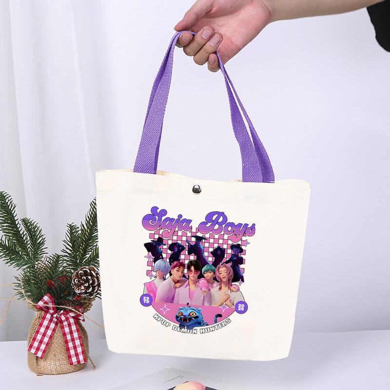 Anime Cartoon Print Student Commuting Trend Handbag Casual Lightweight Canvas Shoulder Bag