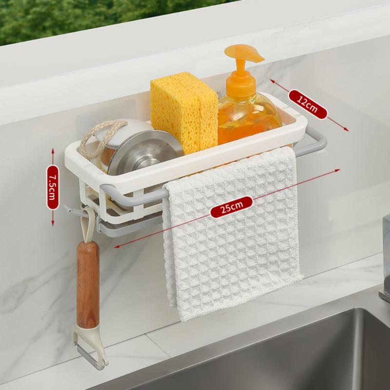 Towel Rack Storage Organizer Telescopic Wall Mounted Kitchen Gadgets Accessories Tool Bathroom Accessories Sink Tray