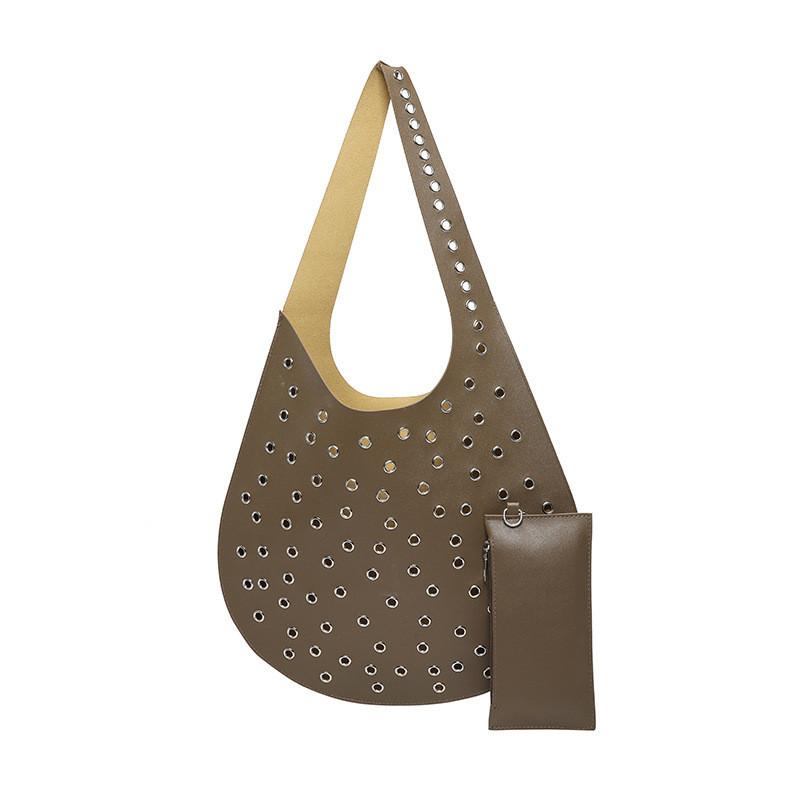 Large Capacity Stylish Rivet Tote Bag For Women Trendy Hollow Design Perfect For Daily Use