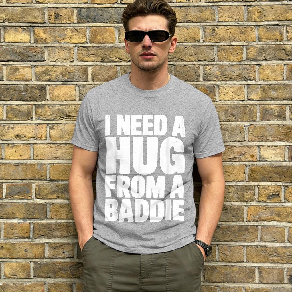 Potřebuji objetí od drsňačky Unisex Trička Ležérní Tričko Krátký Rukáv Kulatý Výstřih Tričko Čistá Bavlna 6XL Vrcholy
