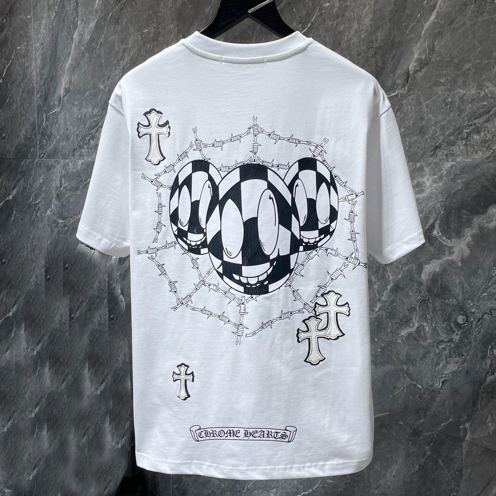 8553 CHROME HEARTS Estate 2026 Nuova T-shirt di Cotone di Alta Qualità Girocollo Larga Taglia Grande da Uomo e Donna T-shirt per Coppia