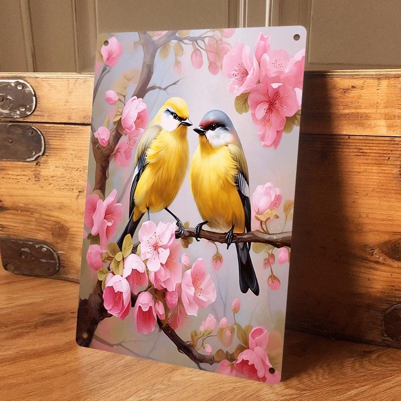 

1 piece of Spring Cherry Blossoms and Two Birds Metal Wall Hanging Plaque, Living Room/Entrance Hall Decorative Painting, Home W (as the picture,20x30cm)