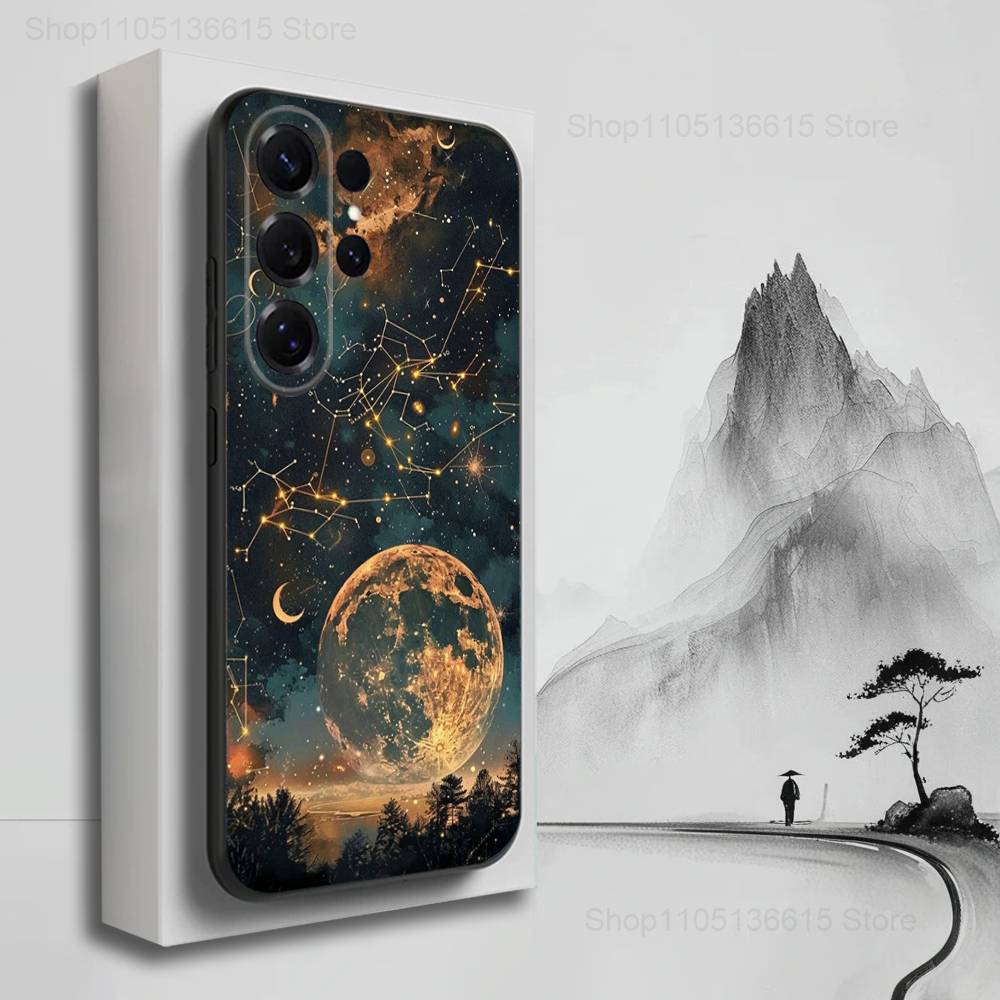 Twelve Constellations Art Case For Samsung S22,S25,S24,S23,Ultra,FE,S20,S10,Plus,S21,S9,Lite,Soft Silicone Black