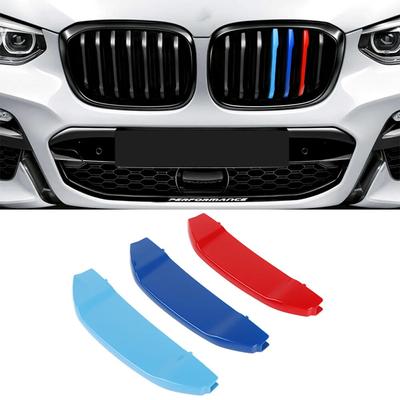3 Stück Auto-Styling 3D M Frontgrill Zierleiste Stoßstangenabdeckung Streifen Aufkleber für BMW X3 X4 Serie G01 2018 – Außendekoration
