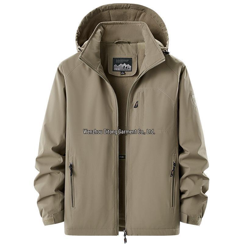 Men's Fleece-Lined Thick Jacket: Autumn/Winter Warm, Plus Size, Windproof & Waterproof Outdoor Coat.