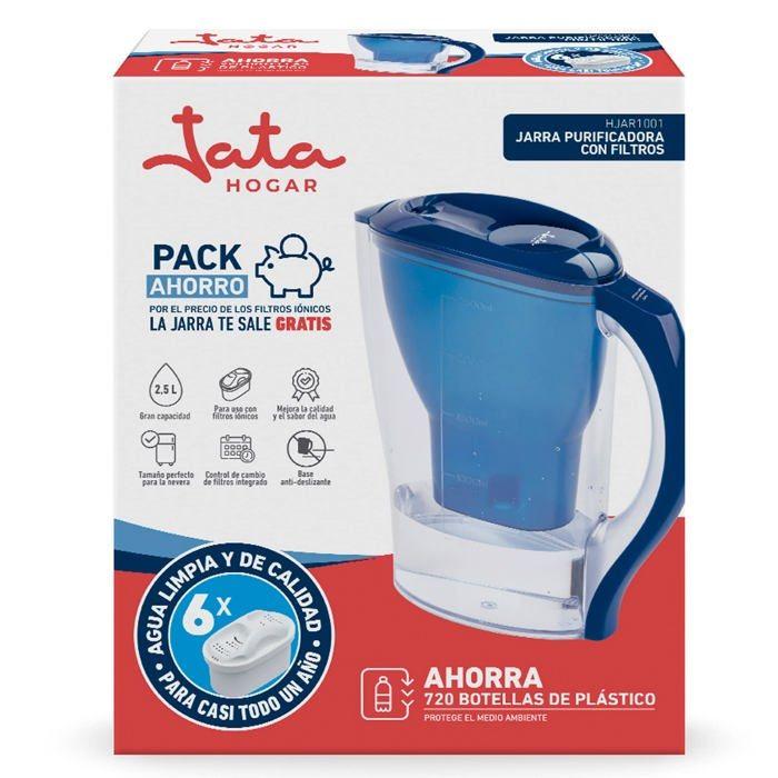 Carafe Filtrante - Jata HJAR1001 - 2,5L - Réduit Chlore Et Calcaire - 6 Cartouches Incluses