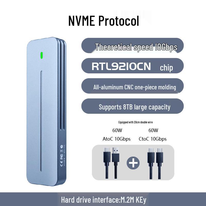 

ITGZ 10Gbps M.2 SSD Enclosure: Dual Protocol, Aluminum Alloy, Portable for Computer & Mobile.