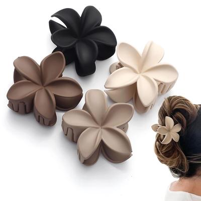 Fengpin 4PCS Bauhinia Brown Acrylic Shark Clip Set - Simple, Versatile, European and American Style.