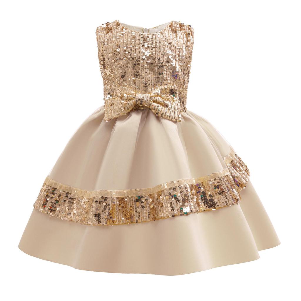 Girls' Holiday Sequined Princess Dress for Parties and Performances