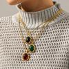 French Vintage Half-Set Gemstone Jewelry Set Minimalist Pendant Necklace And Elegant Earrings