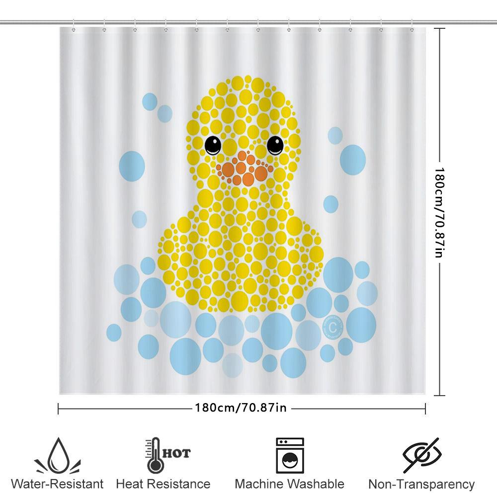 Bathroom Shower Curtain Waterproof Abstract Animal Duck Pattern Home Decor Farmhouse Style Modern Fabric Shower Liner
