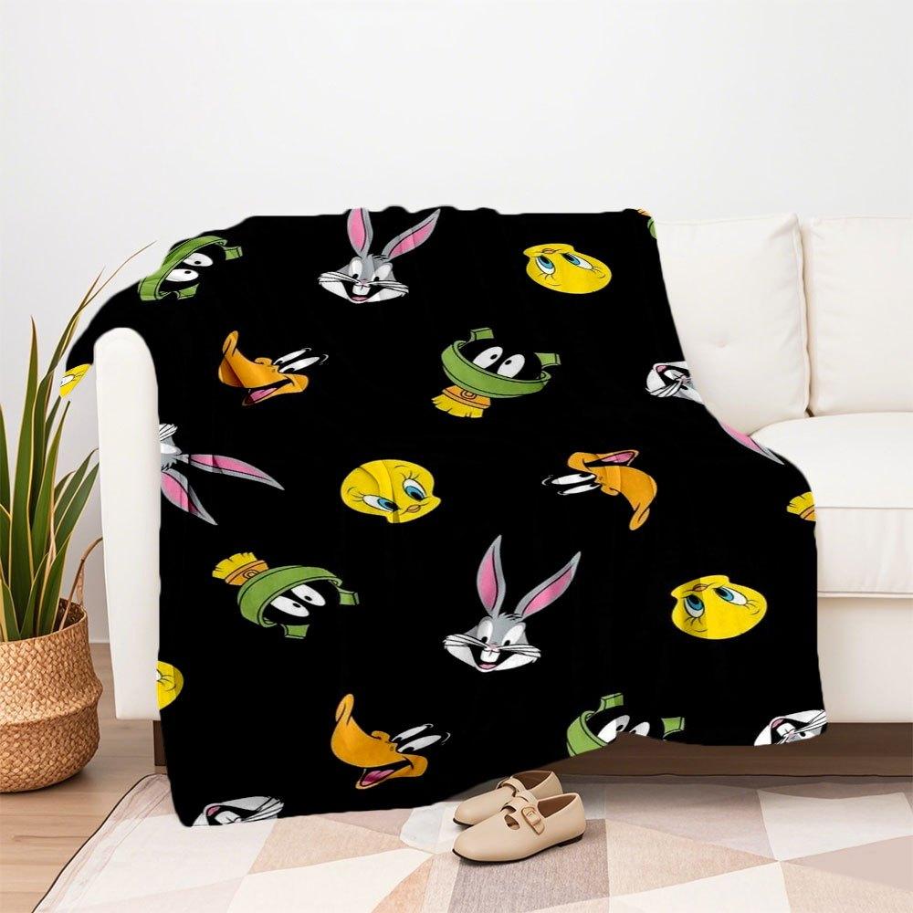 "Looney Tunes Character Phone Case Cover"Blanket Flannel Throw Blanket for Sofa, Bed, Travel, Camping, Office
