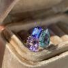 Hip hop style high-end Triple splicing sparkling diamond rings for women clear blue water droplet ring party jewelry gift