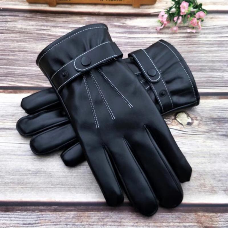 Winter Cycling PU Leather Gloves Outdoor Men Women Motorcycle Waterproof  Warm Thick Riding Electric Car Warm Non-Slip Gloves