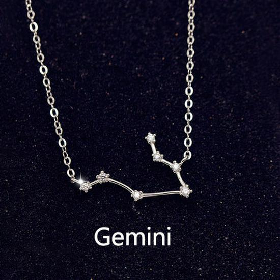 Korean-Style S925 Sterling Silver Inlaid Diamond Zodiac Pendant Necklace for Women