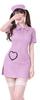 SUNNYSTEP Nurse Costume, Plus Sizes S-6L, Sexy, Side Slit, Cute, Heart Pocket, White, Pink, Blue (L, Purple)