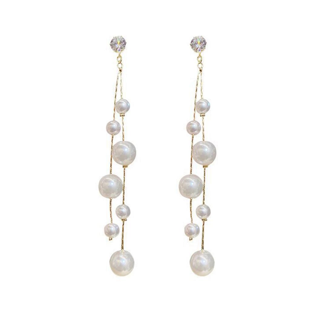 Hypoallergenic Elegant Wedding Earrings Sparkly White Faux Pearls Dangle Drop Earrings for Women Girls Bridal Christmas Gift