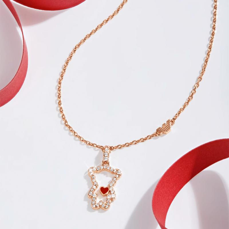 Emporio Armani Collana Orsetto Cuore Amore Splendente Donna Collana Oro Rosa EGS3162221