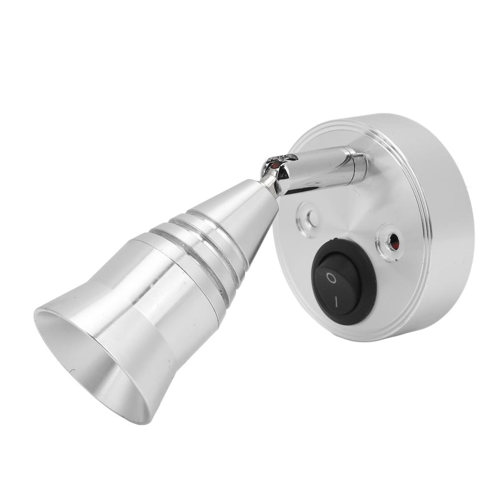 LED RV Reading Light 12V 3W Flexible Interior with Switch for Truck Trailer Boat Yacht CaravanSilver Shell Warm White