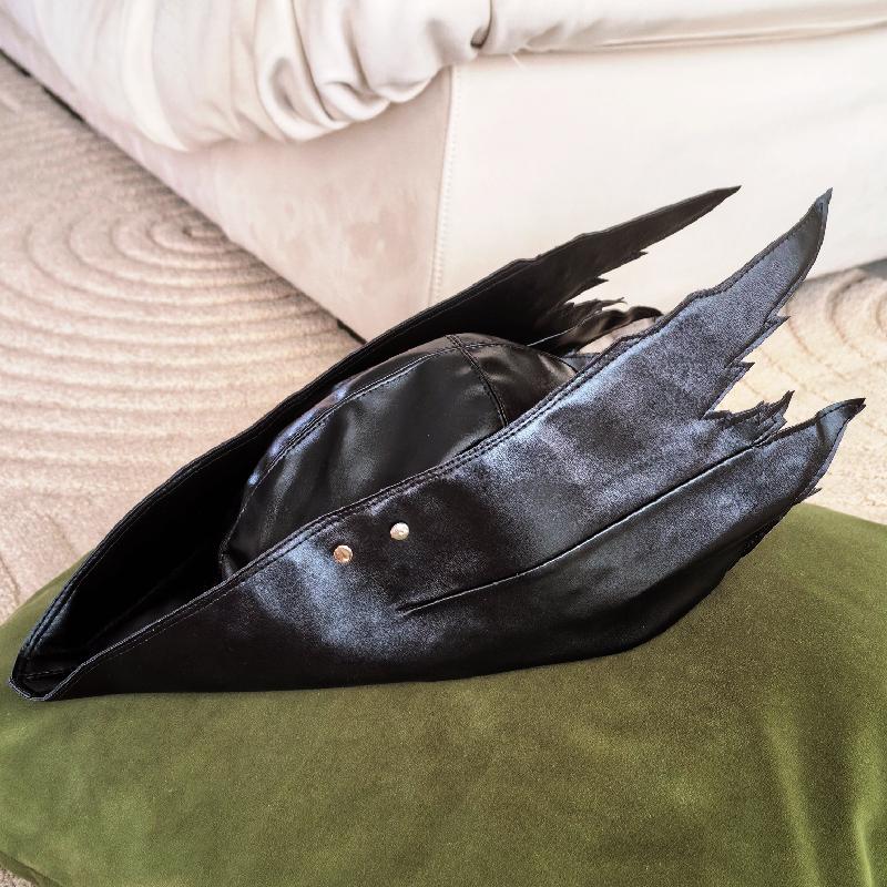 Black Leather Hat for Men Women