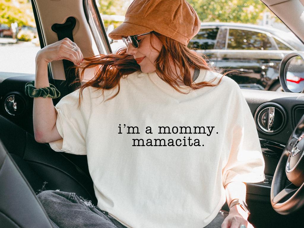 Unisex Oversized Streetwear Cotton Short Sleeve Tee Im A Mommy Mamacita Inspirational Mom Love Island Quote Print