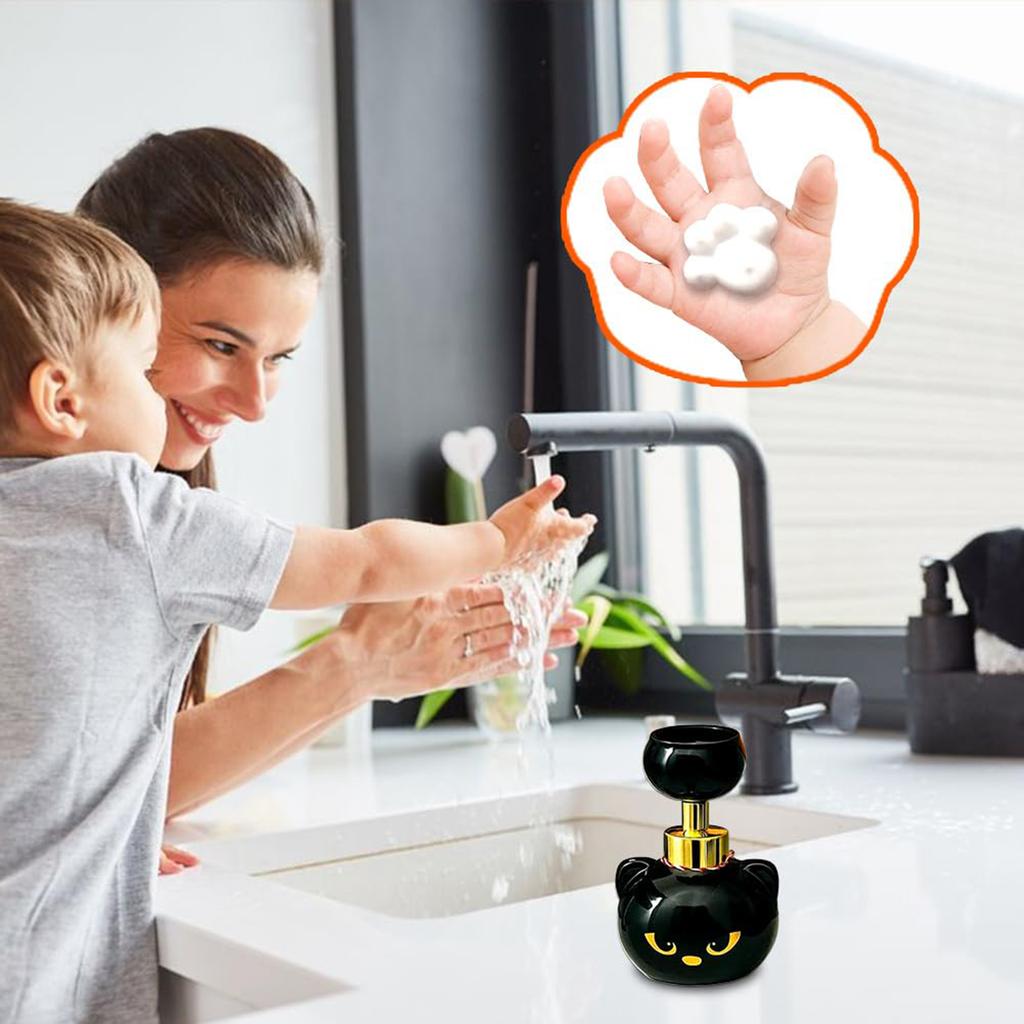 Cats Paw Print Soaps Pump Bottle Black Cat Foaming Pump Bottle Halloween Cat Paw Foaming Soap Dispenser for Bathroom Kitchen