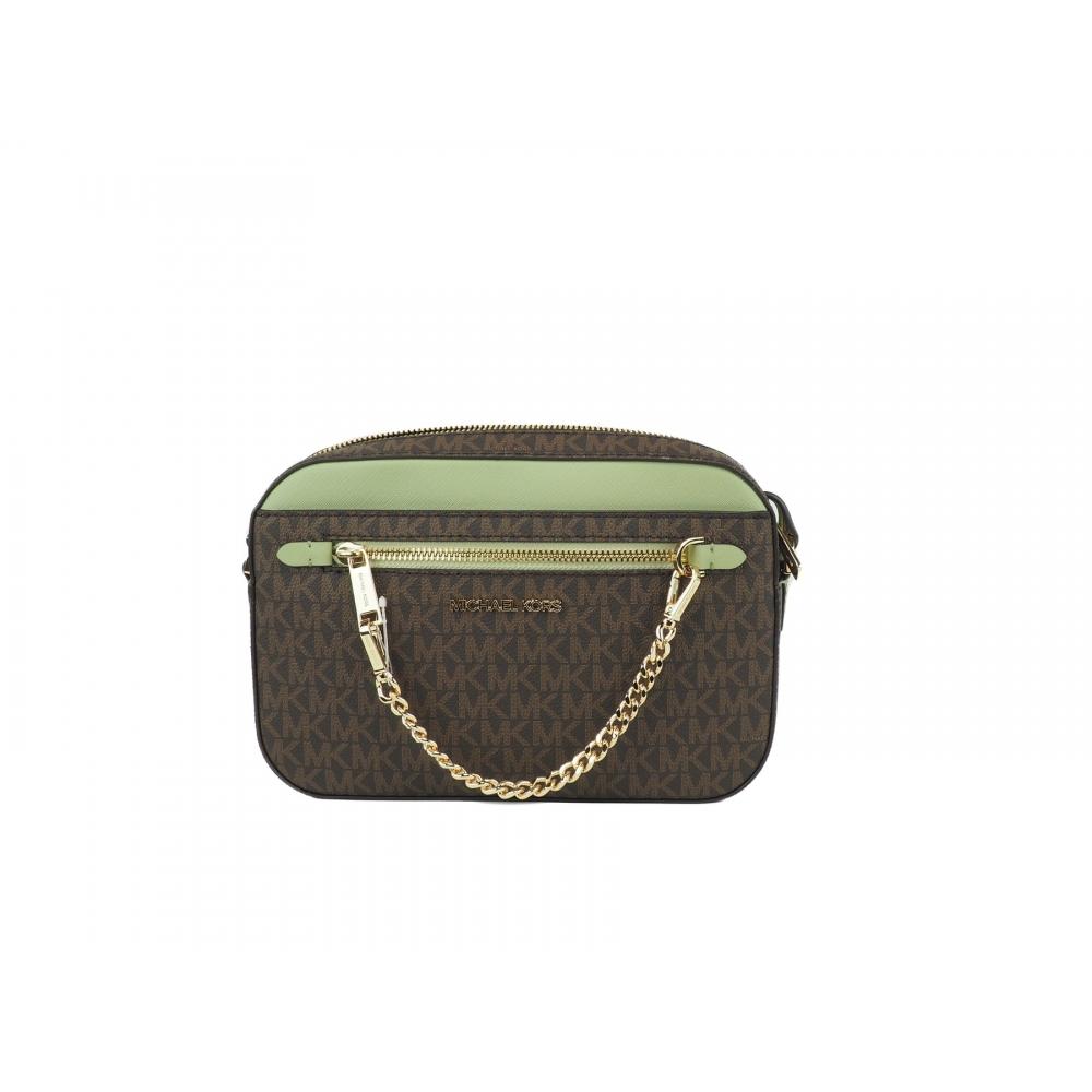 

Michael Kors Jet Set Большая женская сумка через плечо EW Sage из ПВХ с цепочкой и молнией