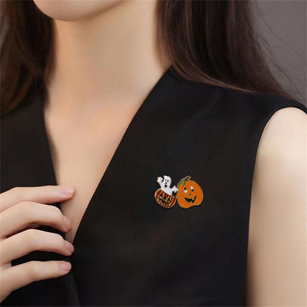 Festive Halloween Ghost Pumpkin Brooch Spooky Party Accessory For Costume Decoration And Outfit Enhancement