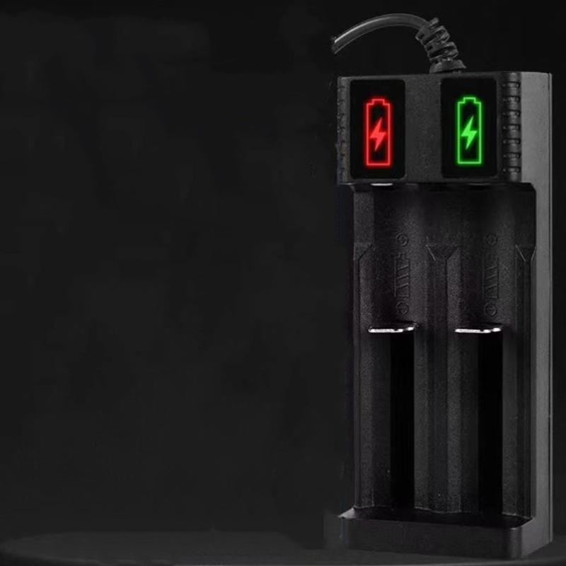 1/2 Slot Charging Adapter Rechargeable Battery for 18650 3.7V Battery USB Fast Charging with LED Status Display for Travel