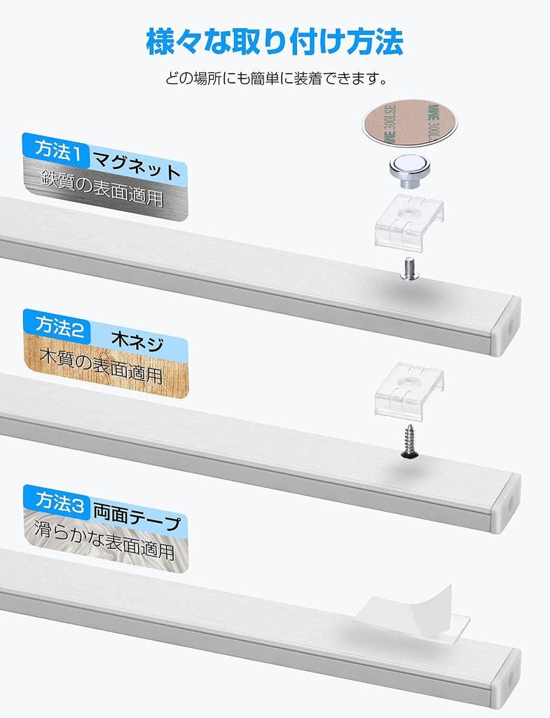 Motion Sensor Light, Indoor LED Bar Light, Super Bright, 12V, 40cm, Slim, Thin, AC Powered, 100V, Magnetic, Stick-On, for Closets, Kitchens,