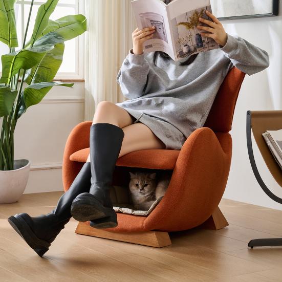 Designer Lounge Chair In Whale Shark Look, Pet-Friendly Lounge Chair, Offers Cats And Small Dogs A Place To Retreat, Anti-Cat Scratch Fabric, Single