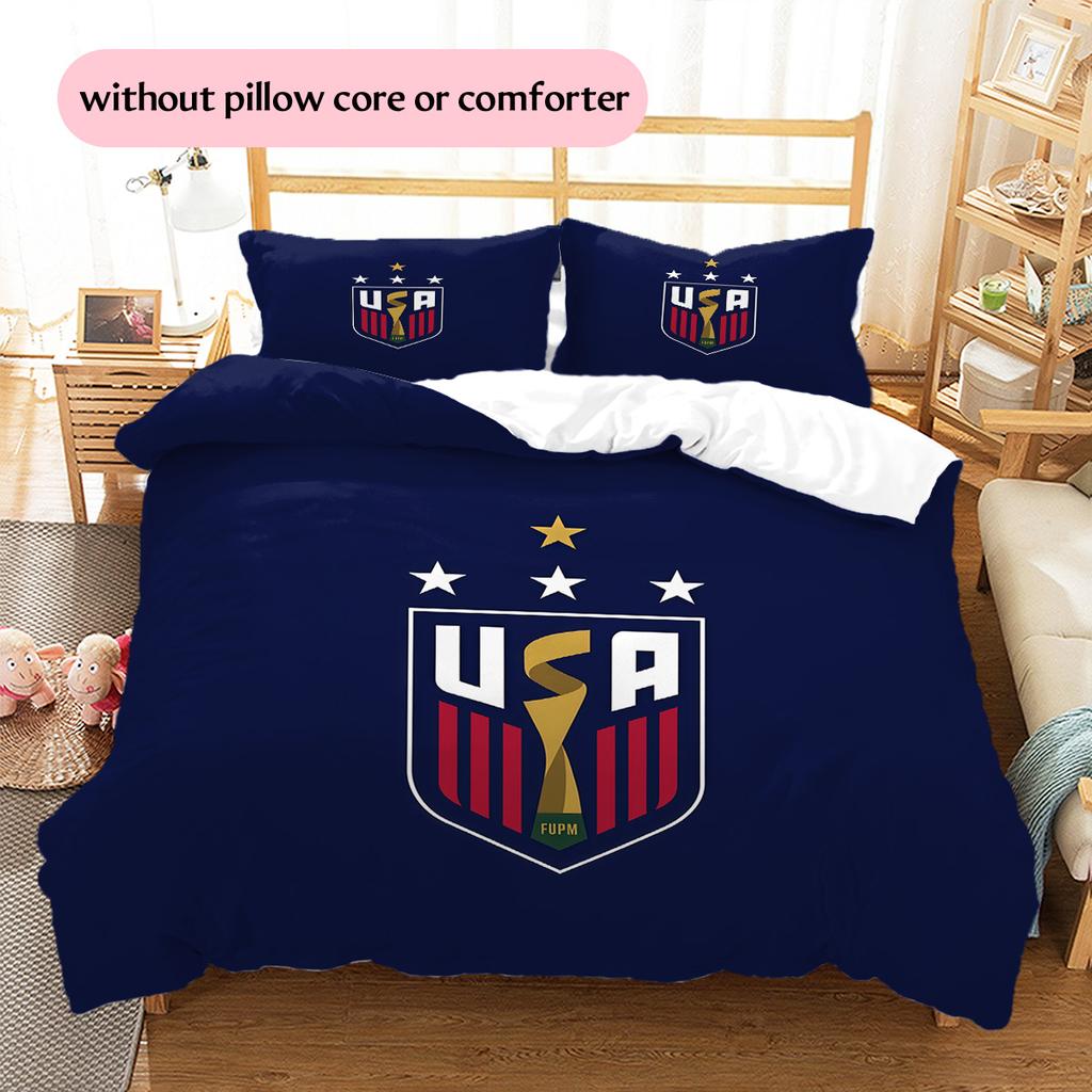 USMNT Pattern Bedding Quilt Set Home Decoration Gift (1 * Duvet Cover + 2 * Pillowcase Without Core)