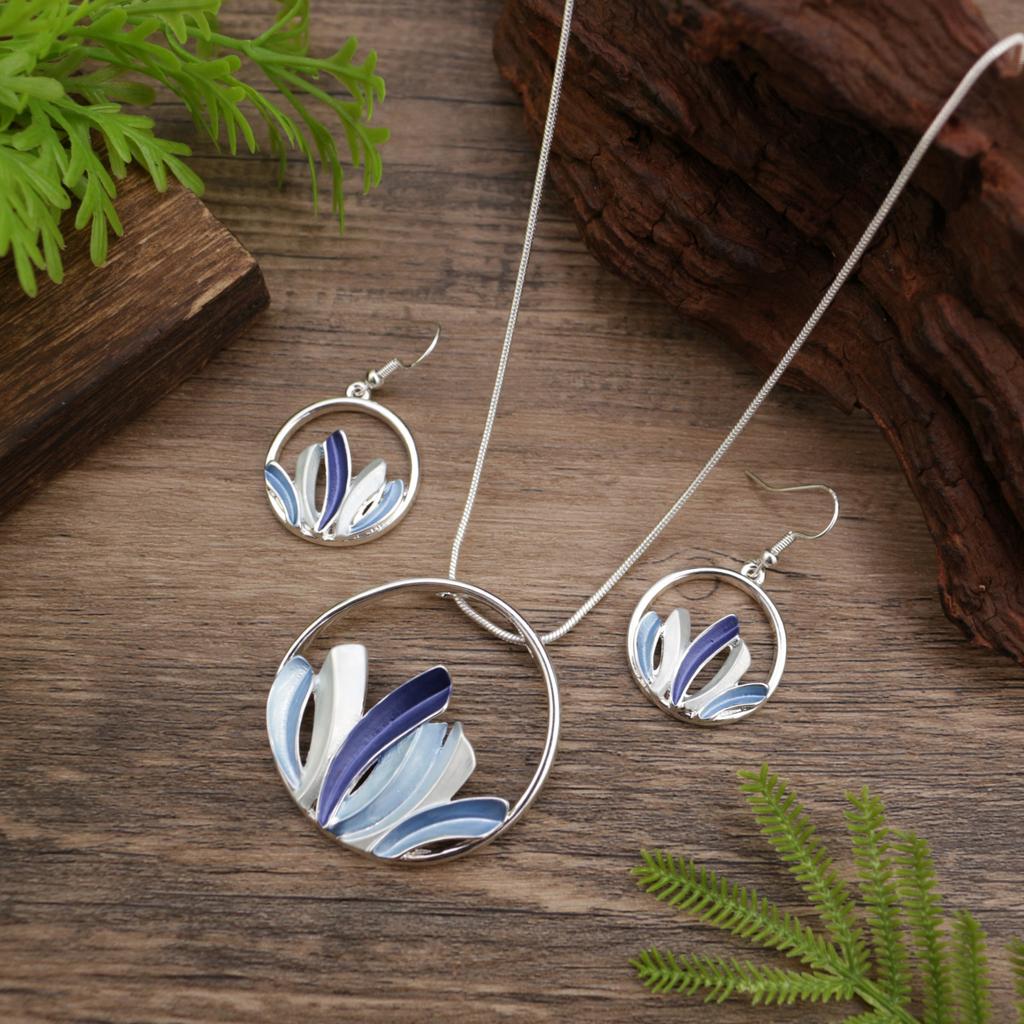 New Enamel Color Irregular Seaweed Earrings Pendant Set, Women's Simple and High-end Seaweed Necklace