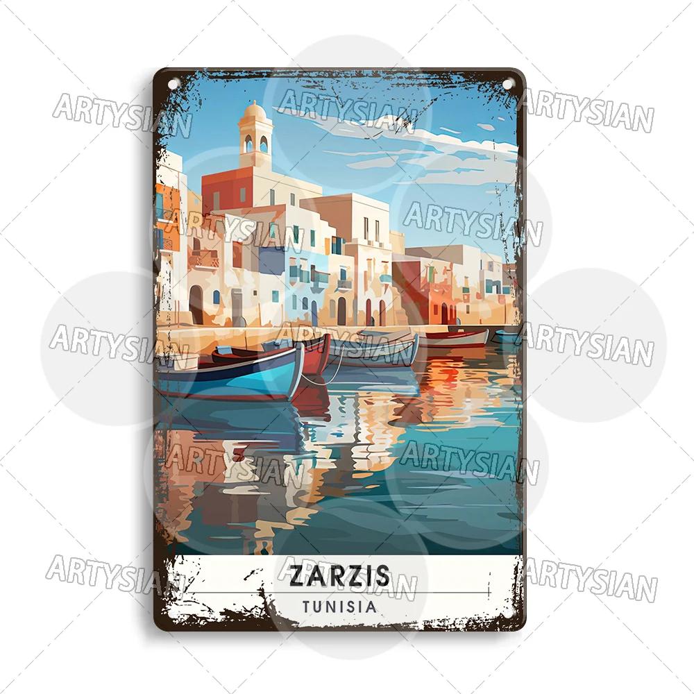 Maghreb Travel Cityscape Metal Sign Egypt Algiers Algeria Djerba Tunisia Marrakesh Morocco Alger Hoggar Oran Casablanca Agadir